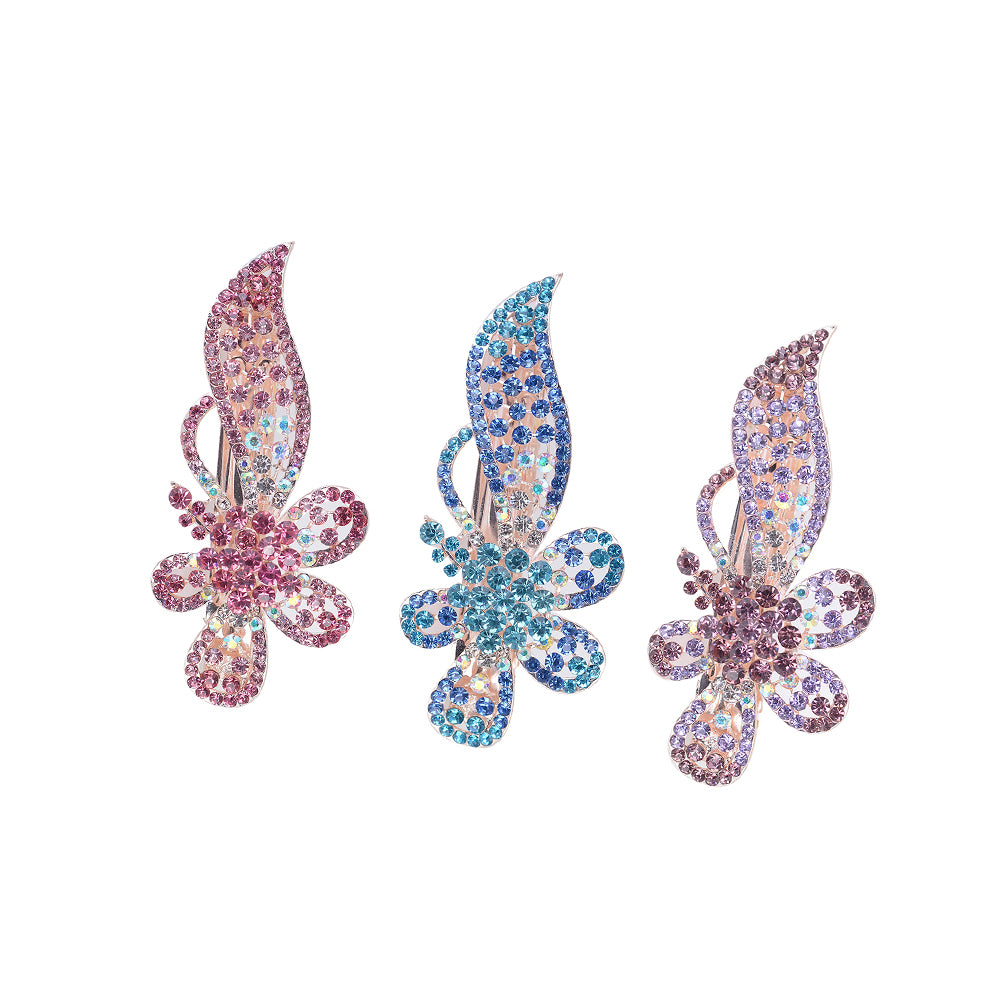 Fashion Flower Butterfly Rhinestone Hairpin Hair Ponytail Clip Women Headwear