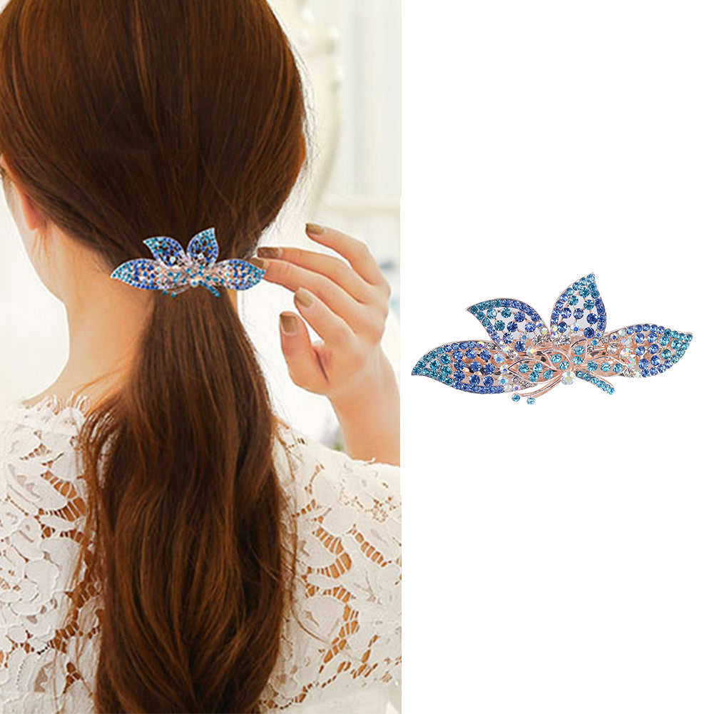 Fashion Flower Butterfly Rhinestone Hairpin Hair Ponytail Clip Women Headwear