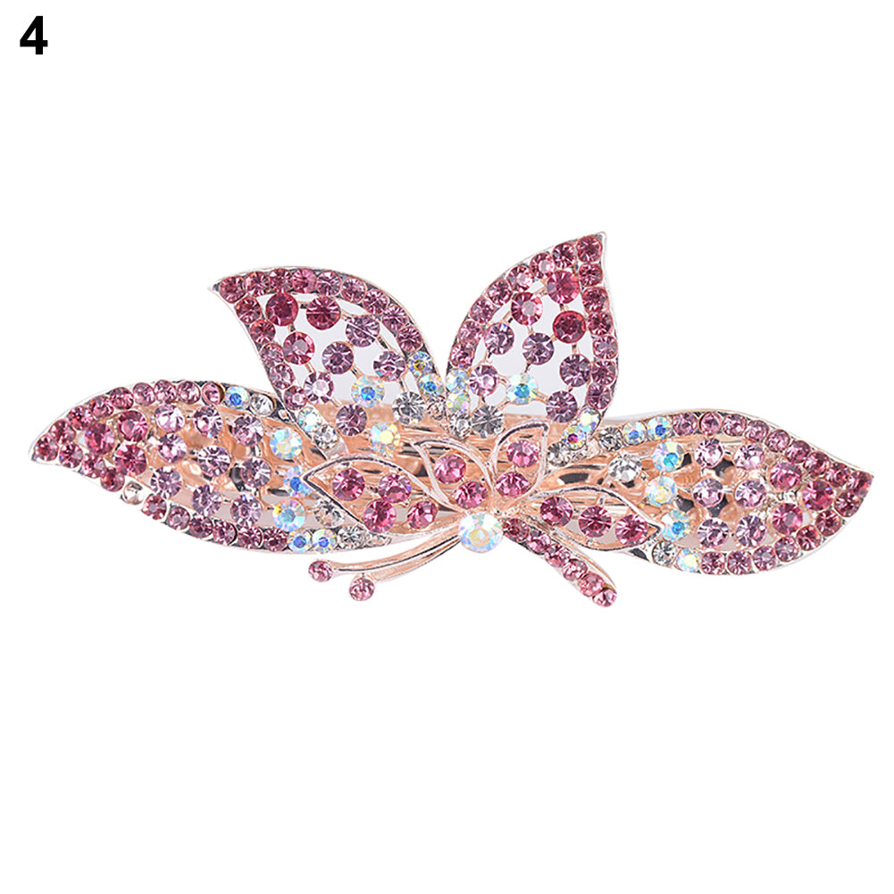Fashion Flower Butterfly Rhinestone Hairpin Hair Ponytail Clip Women Headwear