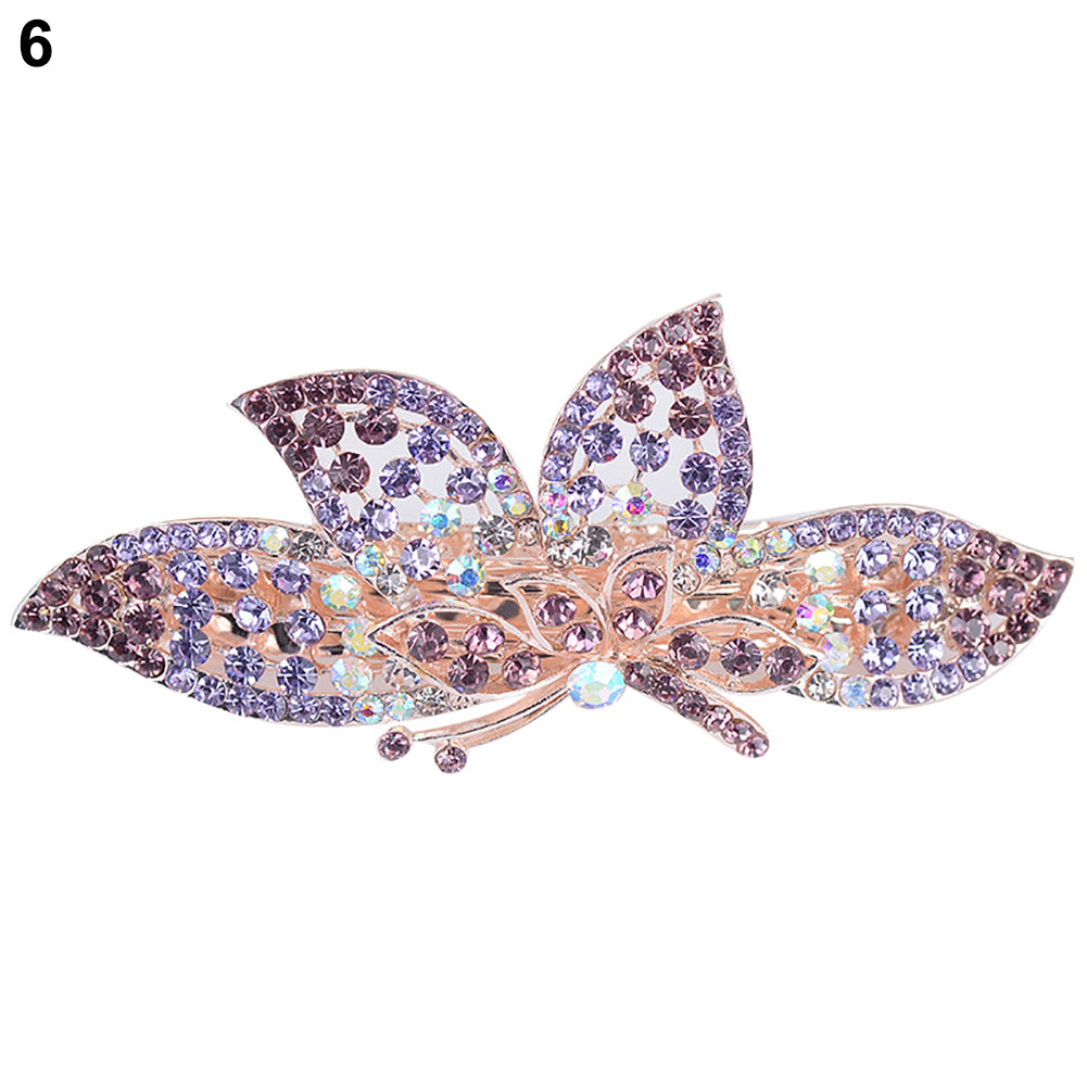 Fashion Flower Butterfly Rhinestone Hairpin Hair Ponytail Clip Women Headwear
