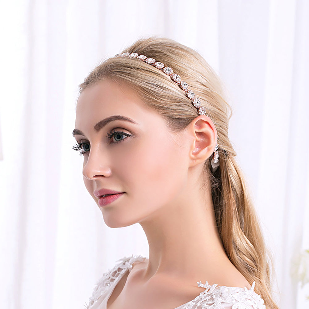 Shiny Flower Rhinestone Bridal Wedding Evening Party Ribbon Headband Accessory