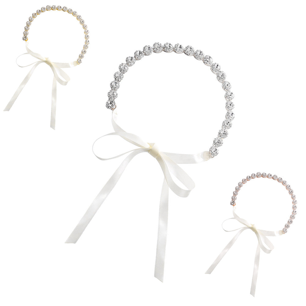 Shiny Flower Rhinestone Bridal Wedding Evening Party Ribbon Headband Accessory