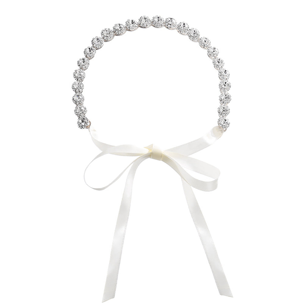 Shiny Flower Rhinestone Bridal Wedding Evening Party Ribbon Headband Accessory