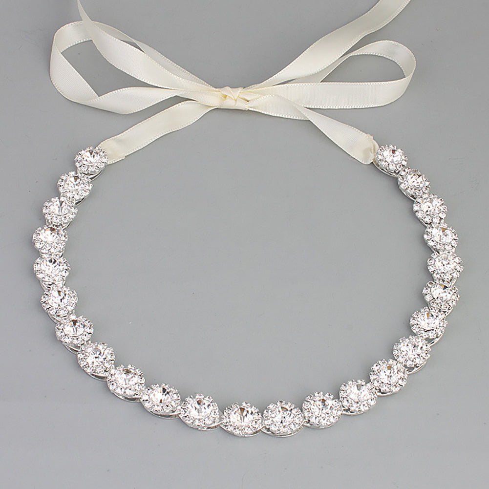 Shiny Flower Rhinestone Bridal Wedding Evening Party Ribbon Headband Accessory