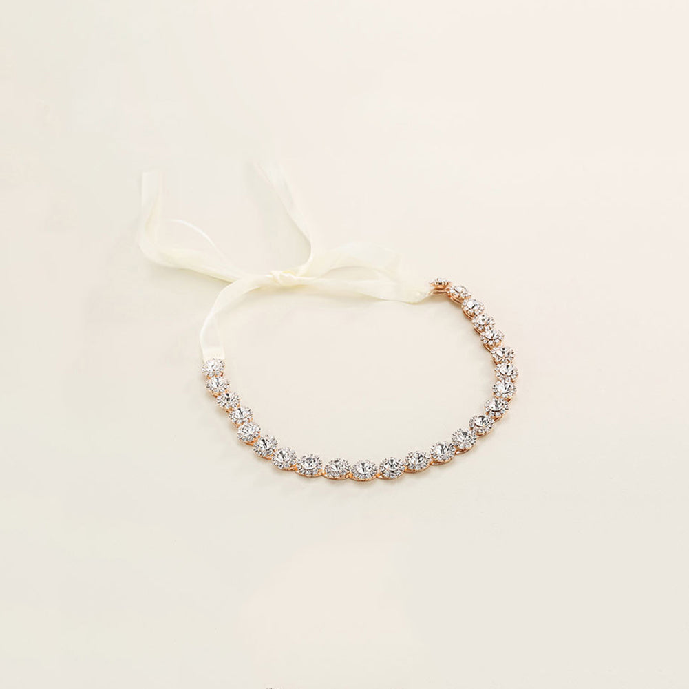 Shiny Flower Rhinestone Bridal Wedding Evening Party Ribbon Headband Accessory