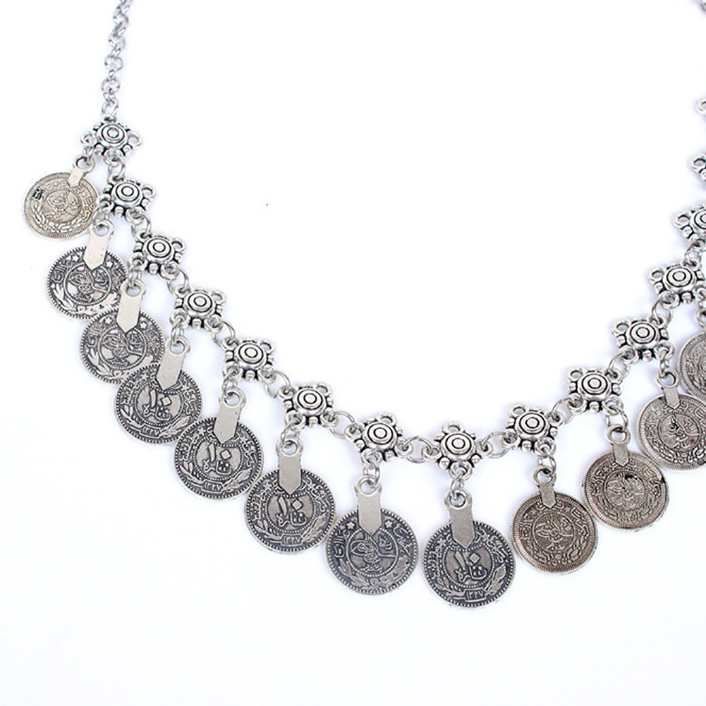 Boho Women Head Chain Antique Coin Pendant Headband Headpiece Hair Band Jewelry