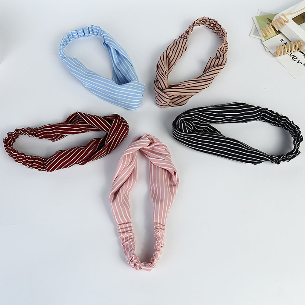 Fashion Women Striped Elastic Twist Cloth Hairband Headwear Hair Accessories