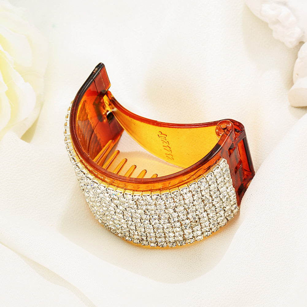 Fashion Rhinestone Plastic Hairpin Women Ponytail Hair Clip Headwear Accessory