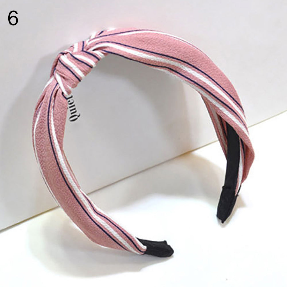 Fashion Women Floral Stripes Dots Printed Cross Knotting Hair Band Hoop Headband