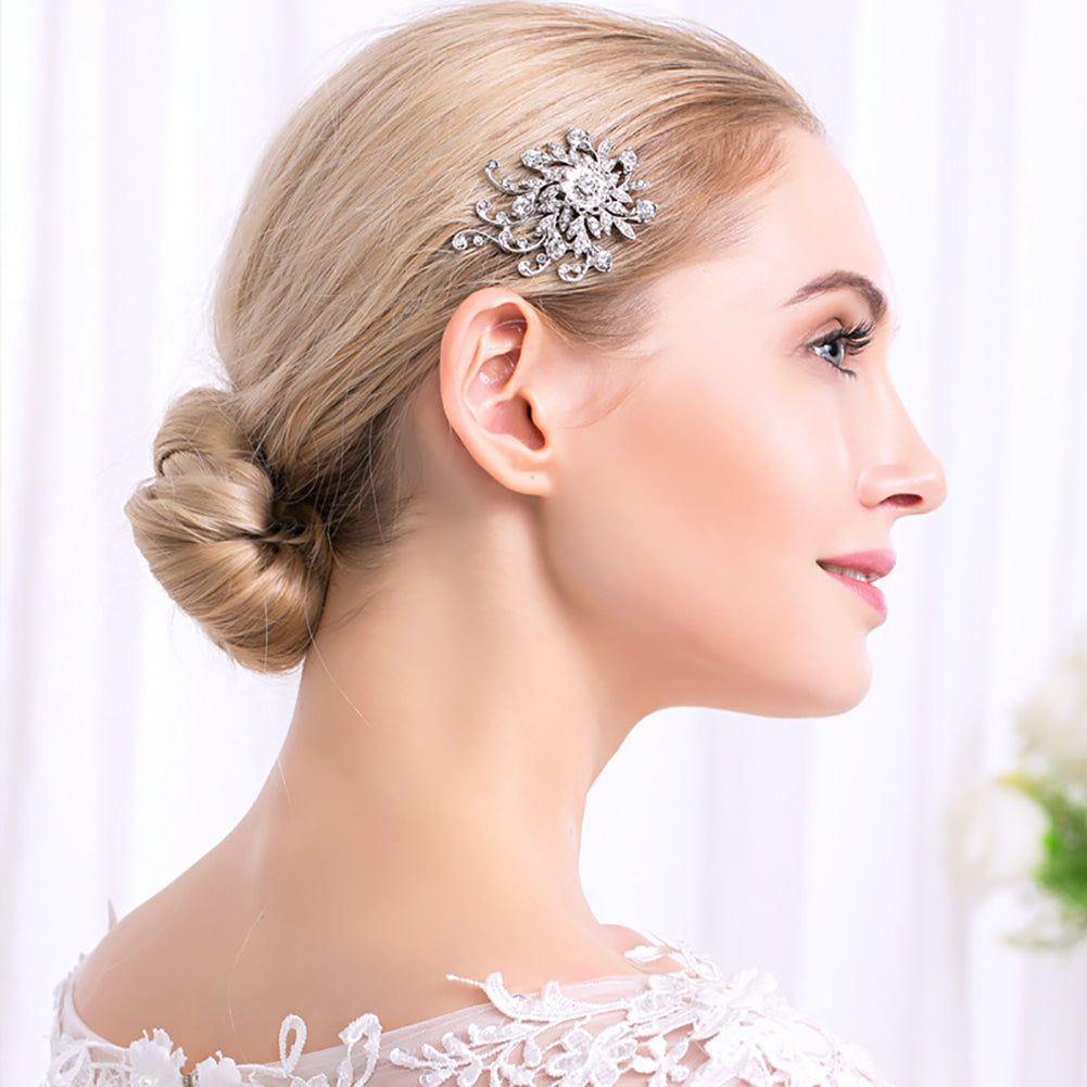 Shiny Rhinestone Leaf Tuck Comb Women Hairpin Hair Clip Bridal Wedding Gift