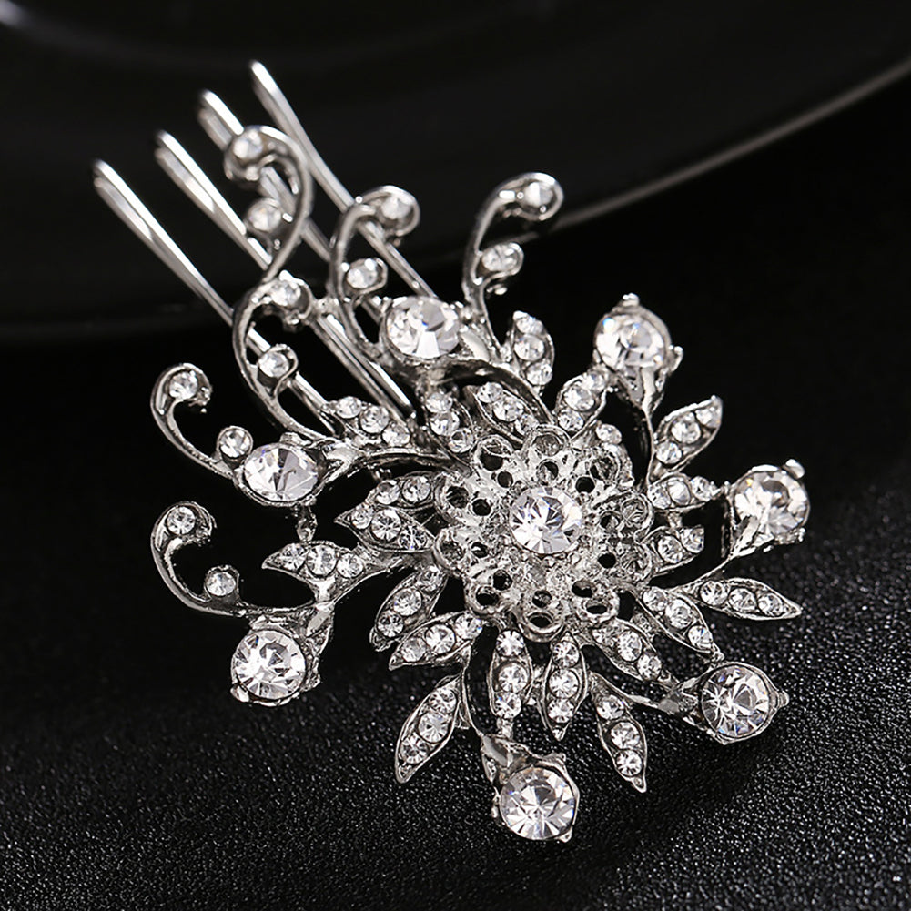 Shiny Rhinestone Leaf Tuck Comb Women Hairpin Hair Clip Bridal Wedding Gift