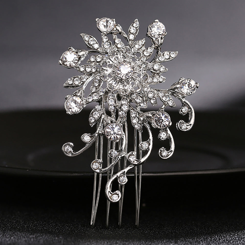 Shiny Rhinestone Leaf Tuck Comb Women Hairpin Hair Clip Bridal Wedding Gift