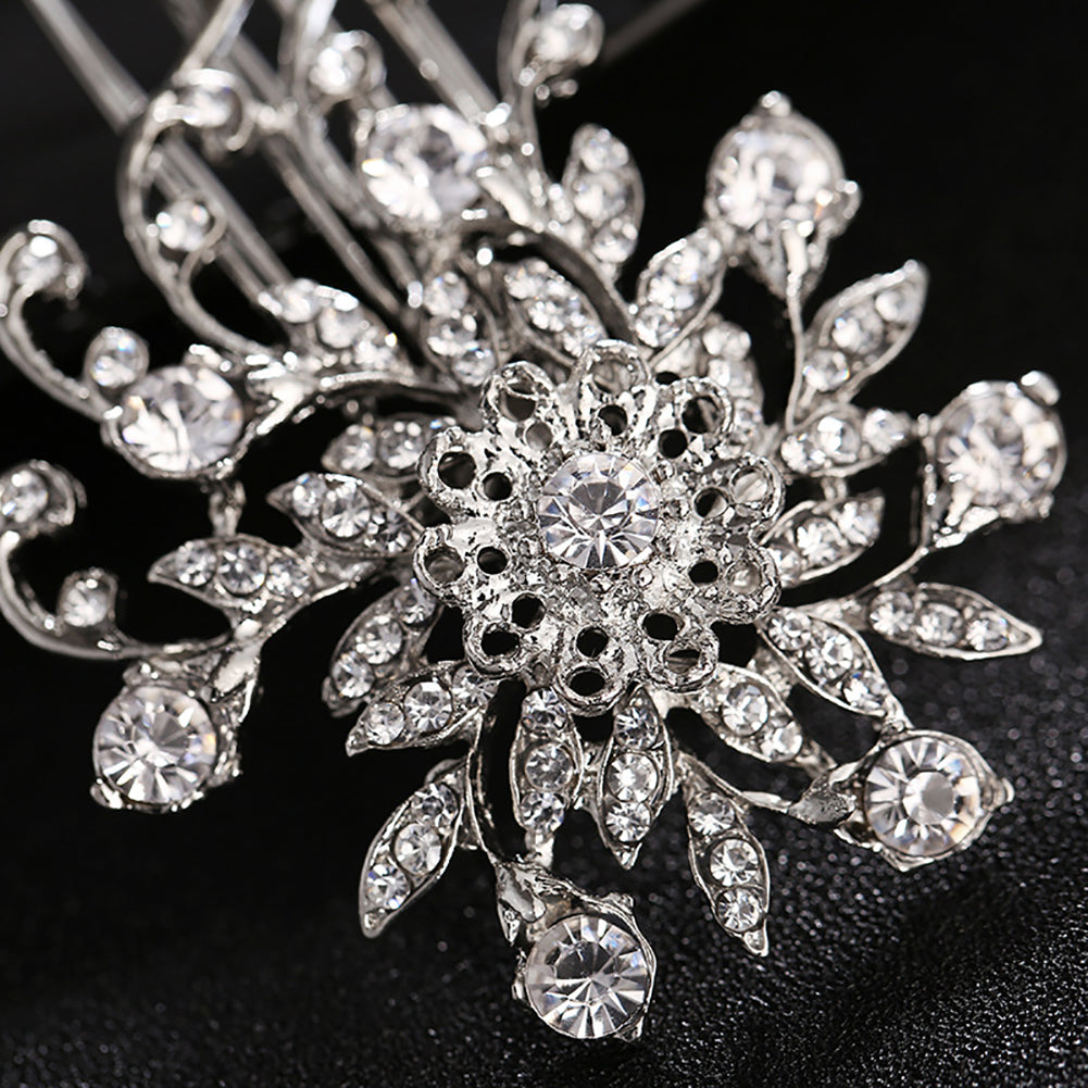 Shiny Rhinestone Leaf Tuck Comb Women Hairpin Hair Clip Bridal Wedding Gift