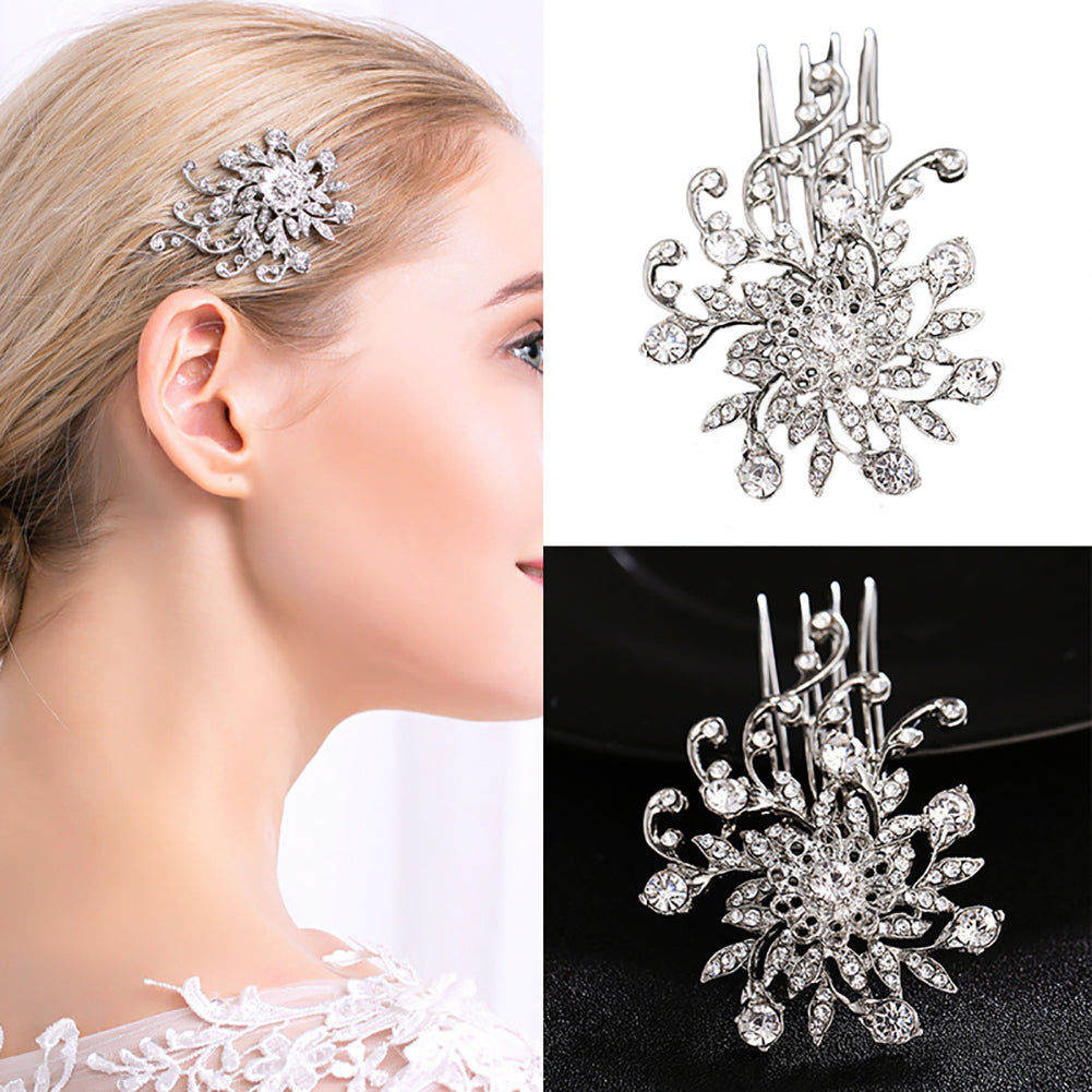 Shiny Rhinestone Leaf Tuck Comb Women Hairpin Hair Clip Bridal Wedding Gift