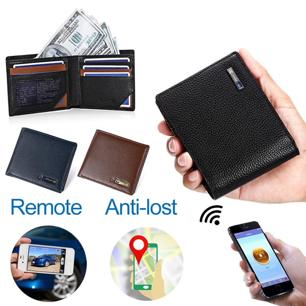 Fashion Men Smart Faux Leather Bluetooth Wallet Anti-lost GPS Finder Purse Gift