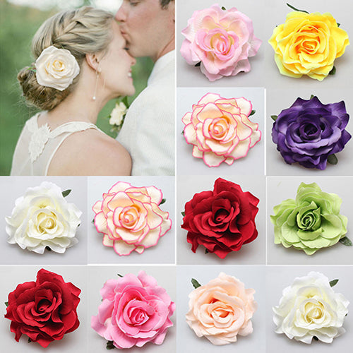 Women Sweet Big Rose Blossom Flower Wedding Bridal Hair Clip Hairpin Brooch Pin