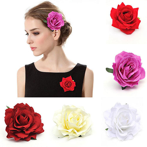 Women Sweet Big Rose Blossom Flower Wedding Bridal Hair Clip Hairpin Brooch Pin