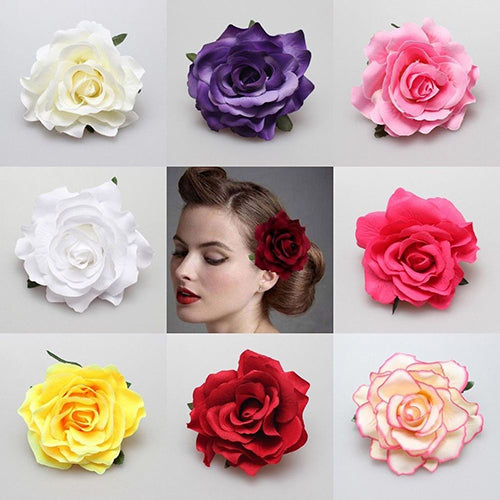 Women Sweet Big Rose Blossom Flower Wedding Bridal Hair Clip Hairpin Brooch Pin