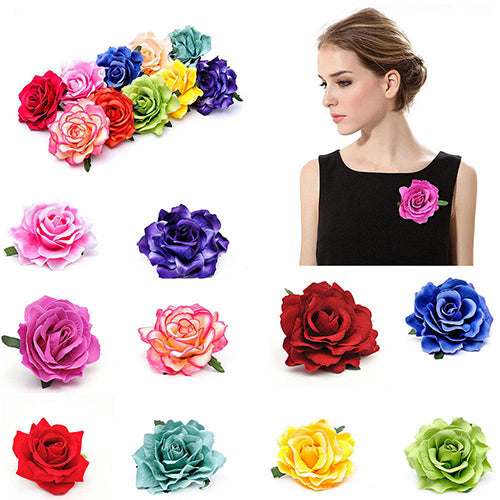 Women Sweet Big Rose Blossom Flower Wedding Bridal Hair Clip Hairpin Brooch Pin