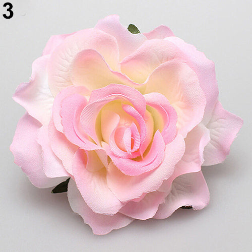 Women Sweet Big Rose Blossom Flower Wedding Bridal Hair Clip Hairpin Brooch Pin