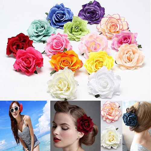 Women Sweet Big Rose Blossom Flower Wedding Bridal Hair Clip Hairpin Brooch Pin