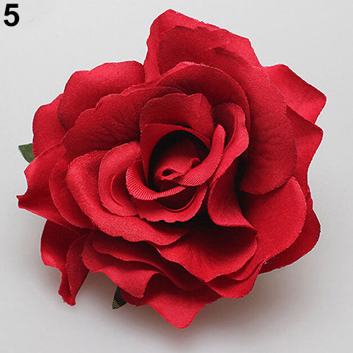 Women Sweet Big Rose Blossom Flower Wedding Bridal Hair Clip Hairpin Brooch Pin