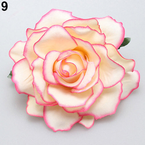 Women Sweet Big Rose Blossom Flower Wedding Bridal Hair Clip Hairpin Brooch Pin