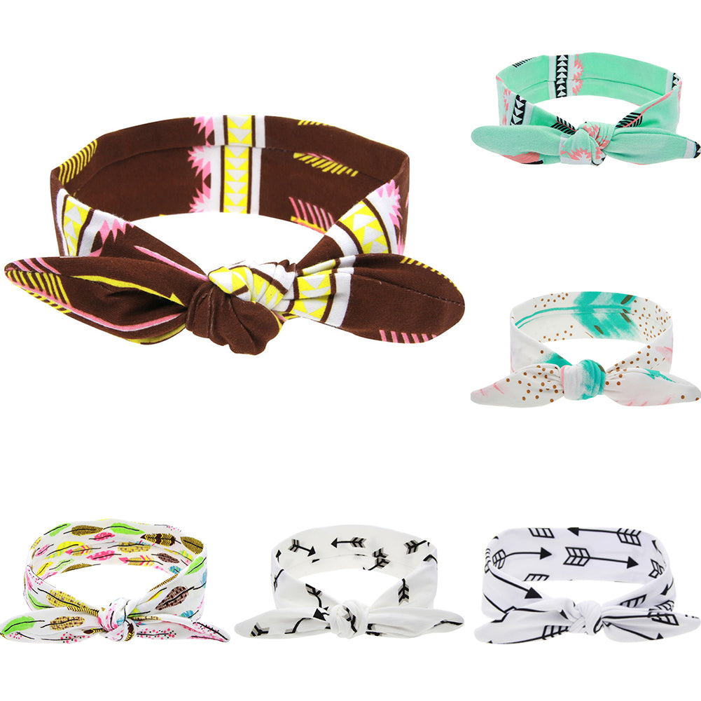 Baby Toddler Girl Cute Arrow Rabbit Ear Elastic Cloth Bowknot Headband Hair Band