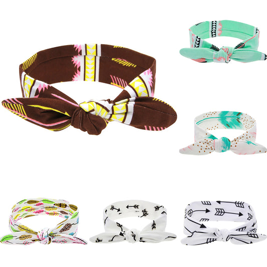 Baby Toddler Girl Cute Arrow Rabbit Ear Elastic Cloth Bowknot Headband Hair Band