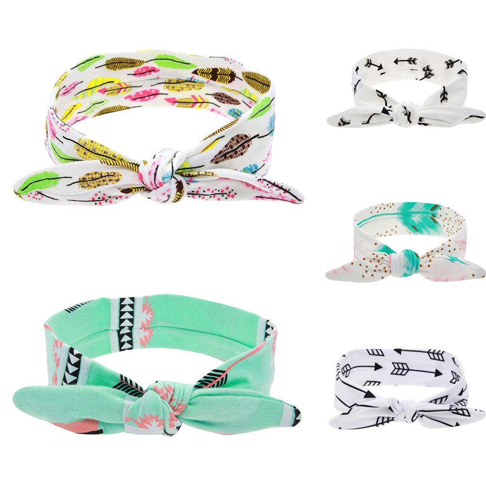 Baby Toddler Girl Cute Arrow Rabbit Ear Elastic Cloth Bowknot Headband Hair Band