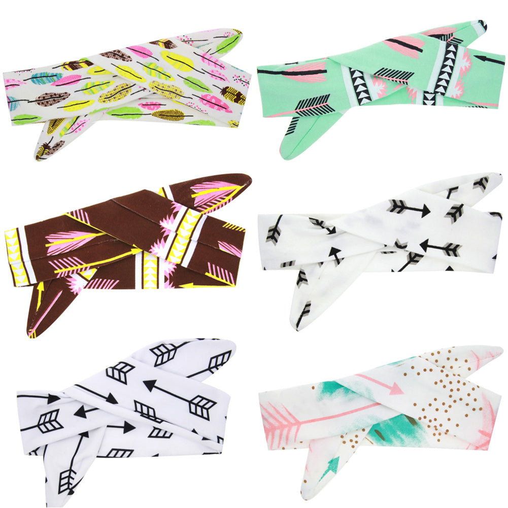 Baby Toddler Girl Cute Arrow Rabbit Ear Elastic Cloth Bowknot Headband Hair Band