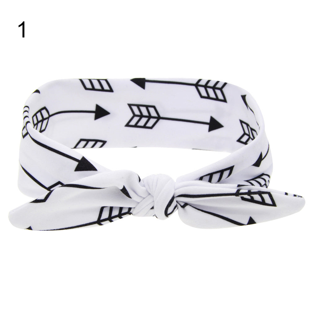 Baby Toddler Girl Cute Arrow Rabbit Ear Elastic Cloth Bowknot Headband Hair Band