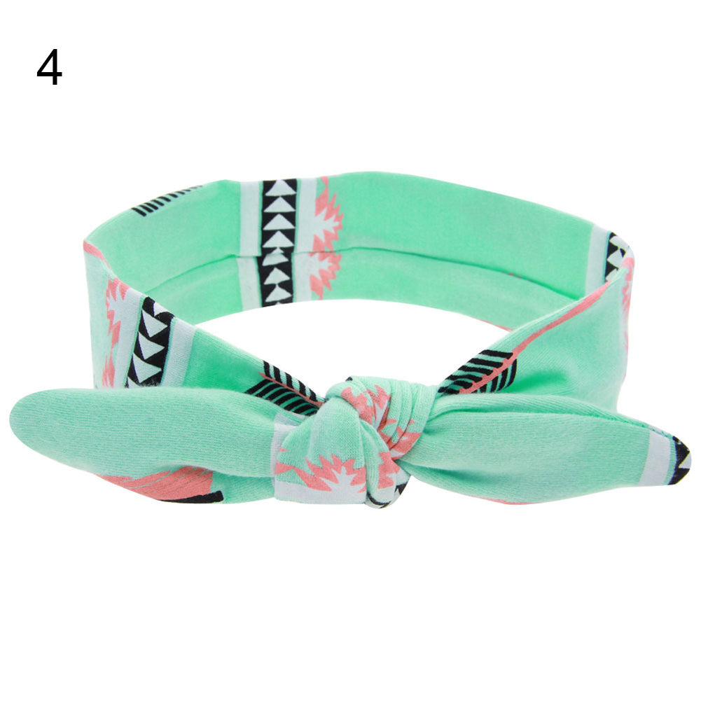 Baby Toddler Girl Cute Arrow Rabbit Ear Elastic Cloth Bowknot Headband Hair Band
