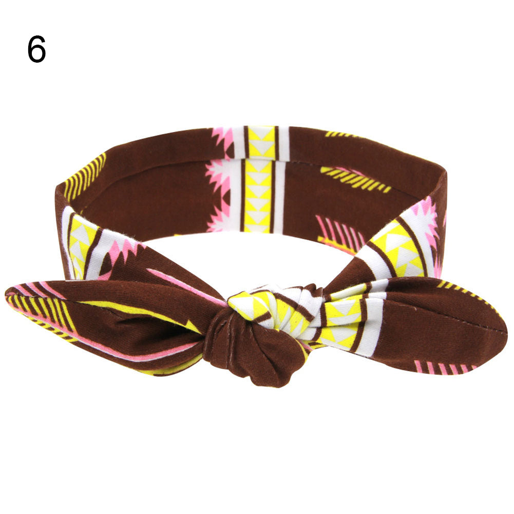 Baby Toddler Girl Cute Arrow Rabbit Ear Elastic Cloth Bowknot Headband Hair Band