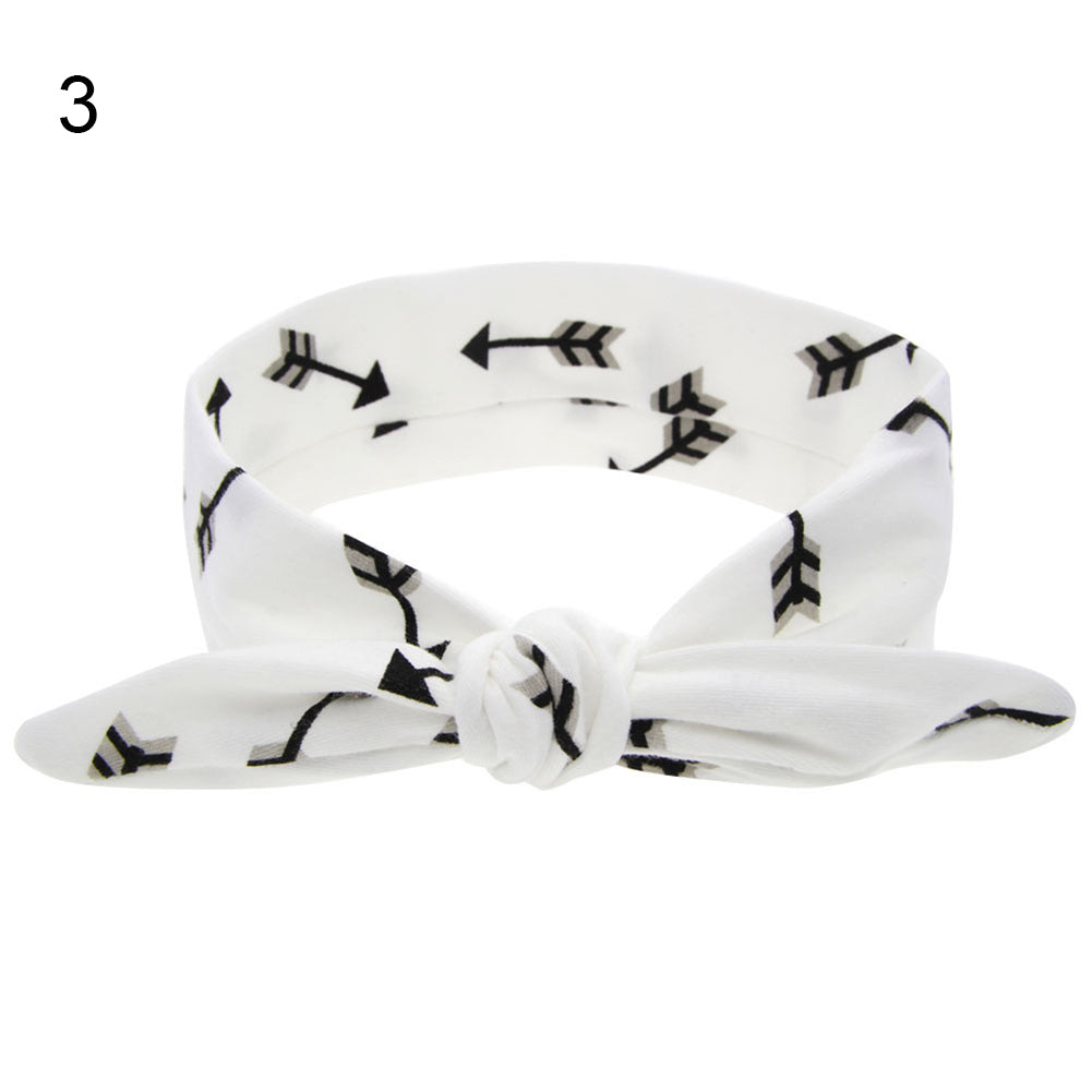 Baby Toddler Girl Cute Arrow Rabbit Ear Elastic Cloth Bowknot Headband Hair Band