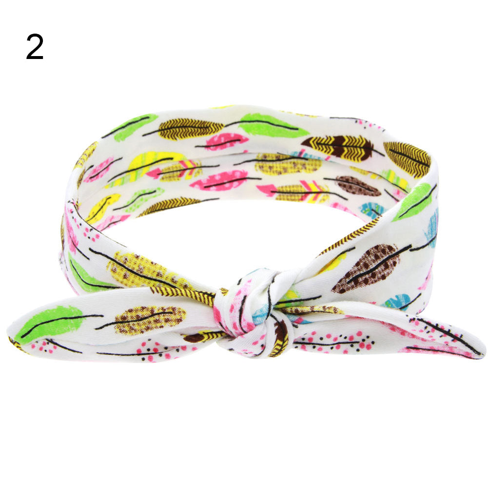 Baby Toddler Girl Cute Arrow Rabbit Ear Elastic Cloth Bowknot Headband Hair Band