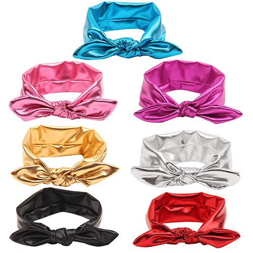 Baby Girl Kids Gilding Stretch Rabbit Ear Hair Bow Turban Knot Headband Hairband