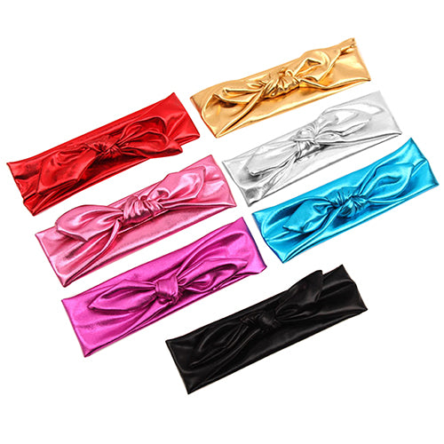 Baby Girl Kids Gilding Stretch Rabbit Ear Hair Bow Turban Knot Headband Hairband