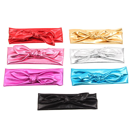 Baby Girl Kids Gilding Stretch Rabbit Ear Hair Bow Turban Knot Headband Hairband