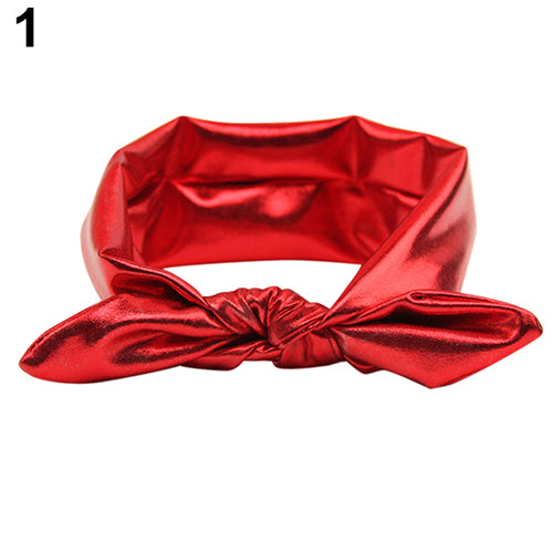 Baby Girl Kids Gilding Stretch Rabbit Ear Hair Bow Turban Knot Headband Hairband