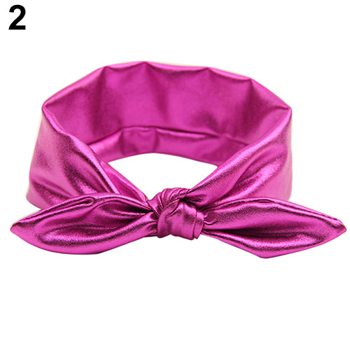 Baby Girl Kids Gilding Stretch Rabbit Ear Hair Bow Turban Knot Headband Hairband
