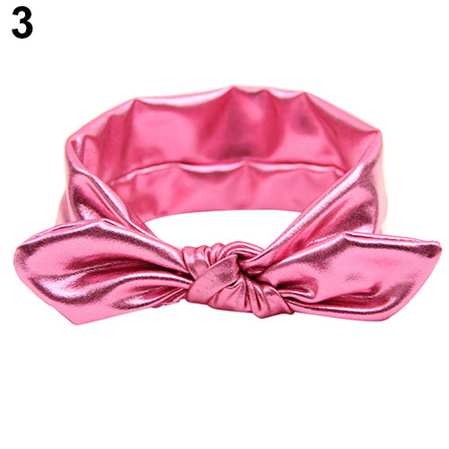 Baby Girl Kids Gilding Stretch Rabbit Ear Hair Bow Turban Knot Headband Hairband