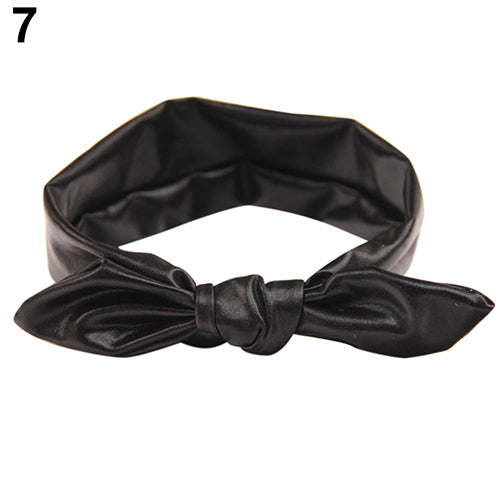Baby Girl Kids Gilding Stretch Rabbit Ear Hair Bow Turban Knot Headband Hairband