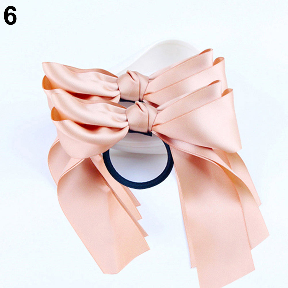 2 Pcs Ribbon Rope Bowknot Hair Ties Elastic Hair Band Girl Hair Accessories