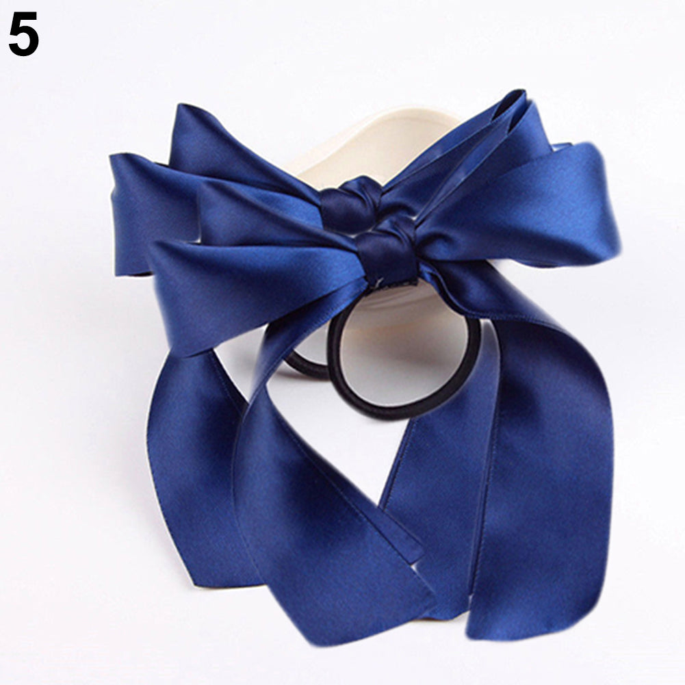 2 Pcs Ribbon Rope Bowknot Hair Ties Elastic Hair Band Girl Hair Accessories