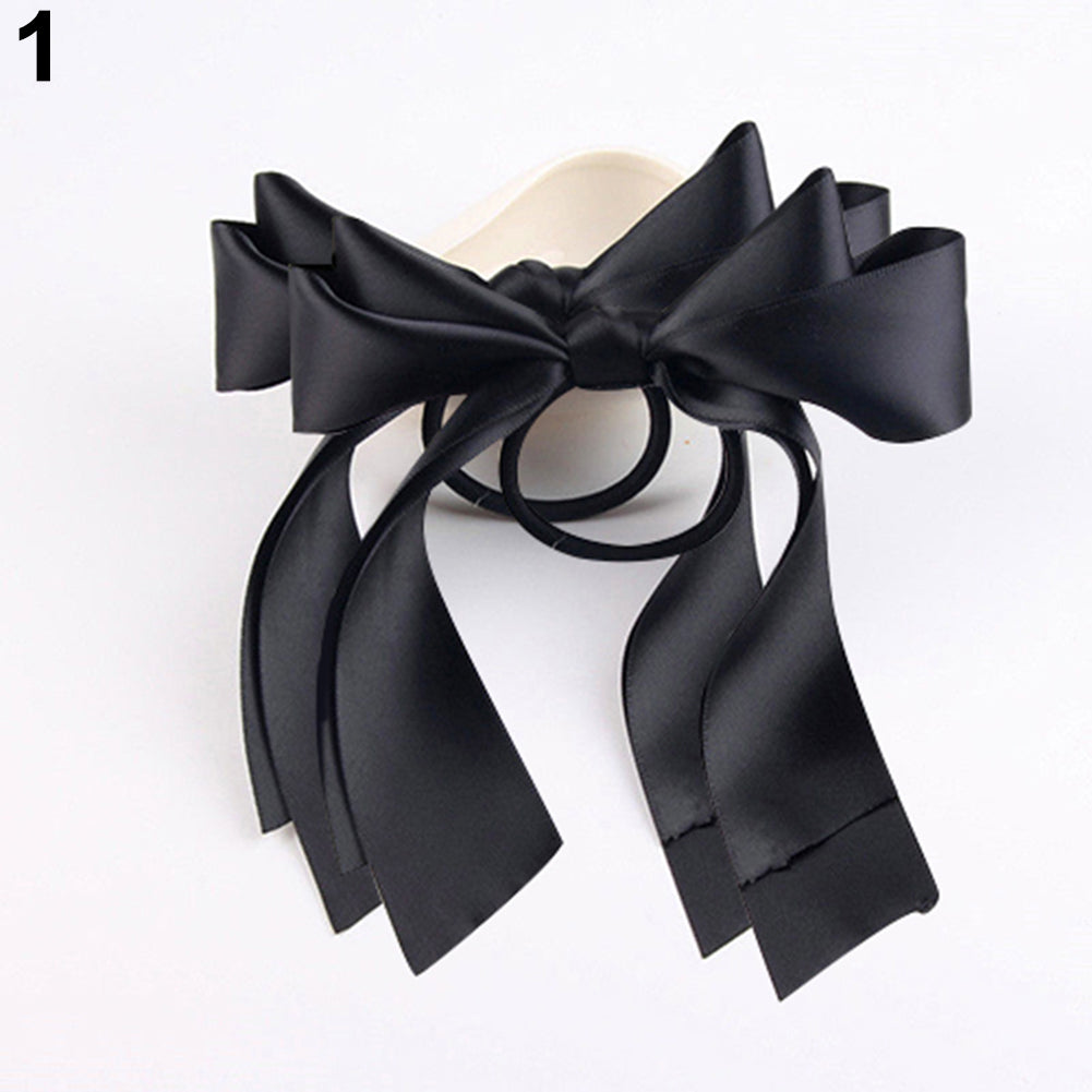 2 Pcs Ribbon Rope Bowknot Hair Ties Elastic Hair Band Girl Hair Accessories