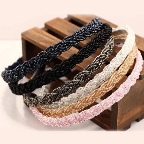 Women Fashion Beads Rhinestone Head Chain Headband Head Piece Hair Band