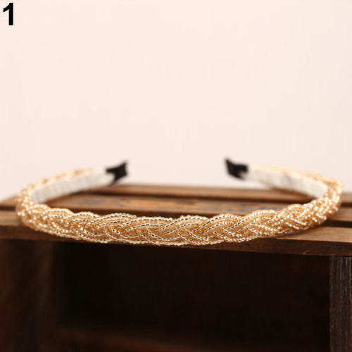 Women Fashion Beads Rhinestone Head Chain Headband Head Piece Hair Band