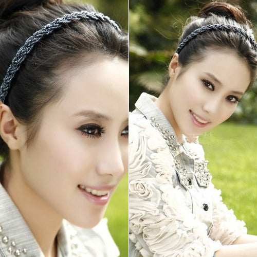 Women Fashion Beads Rhinestone Head Chain Headband Head Piece Hair Band
