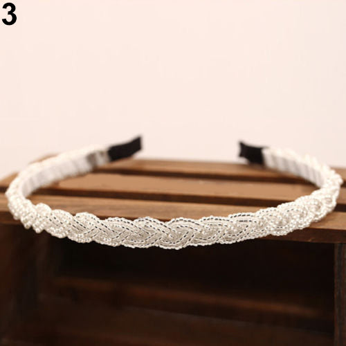 Women Fashion Beads Rhinestone Head Chain Headband Head Piece Hair Band
